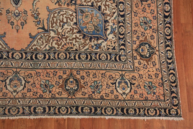 Traditional Vintage Muted Rust Handmade Wool Geometric Tebriz Area Rug 8x11 gallery