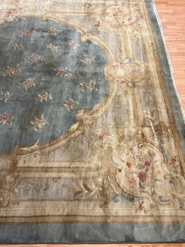 8'8" x 11'7" Antique Chinese Aubusson Oriental Rug - 100% Wool - Hand Made gallery