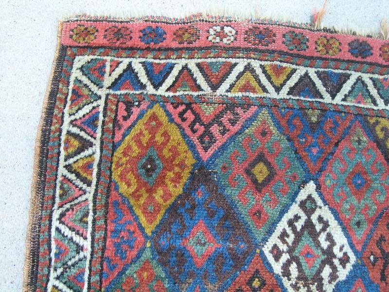Antique 19th Century Jaff Kurd Kurdish Bag Face 25x28" Exceptional Colors Washed gallery