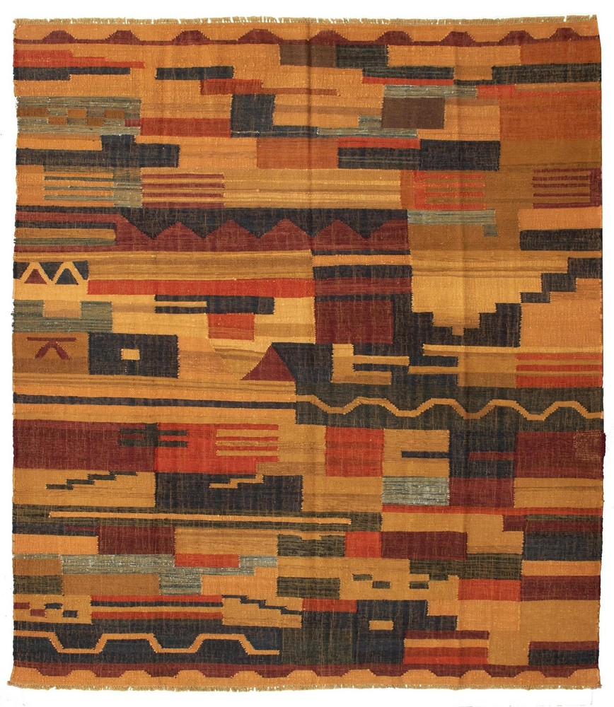 Vintage Hand Woven Area Rug 8'2" x 9'4" Traditional Wool Oriental Carpet