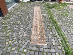Bohemian Runner Rug, Turkish Vintage Rug, Handmade Wool Rug, 1,6 x 12, ft