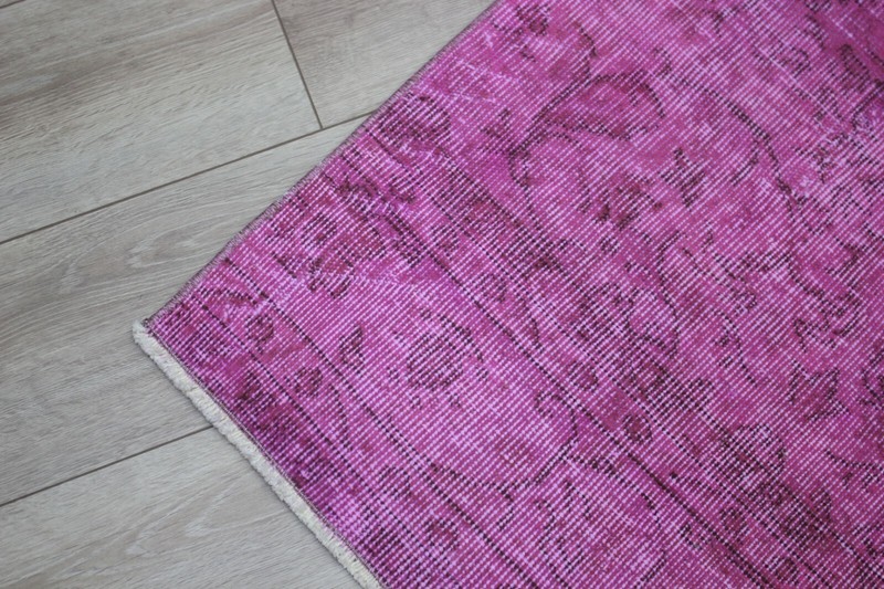 Sparta Pink Runner Rug Anatolian Vintage Handwoven Overdyed Ethnic Carpet 2x10ft gallery