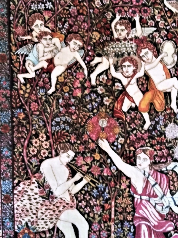 130 YEARS OLD FINEST MIDDLE EASTERN LAVAR RUG REZA KHAN ORDER DANCE OF NYMPH gallery