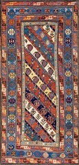 3’x8′ Antique Late 19th Century Tribal Geometric Caucasian Kazak Paisley Pattern