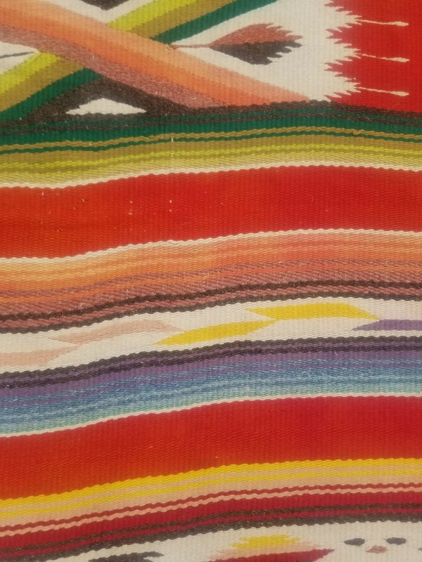 Fine Vintage Traditional Handmade Mexican Wool Multicolor Kilim 7.1x4.5 ft gallery