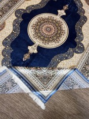 Large 8×11 Ft Blue Oriental Silk Area Rug High Quality Carpet Living Room Decor