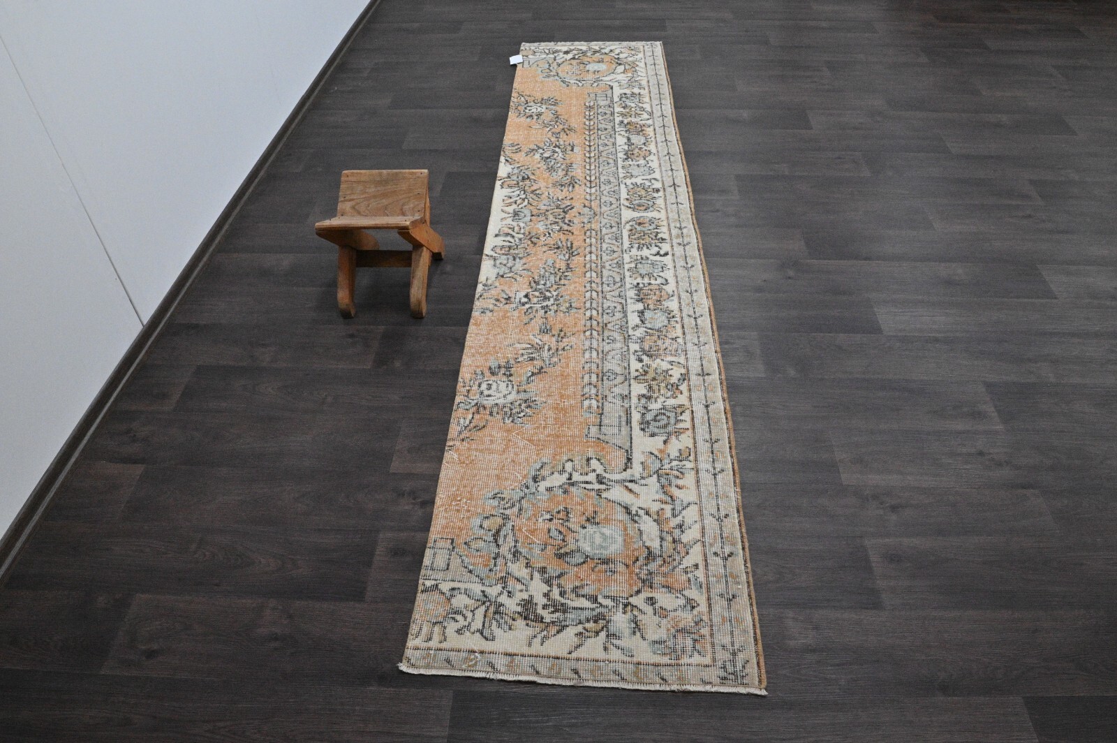 Vintage Turkish Runner Rug 2x10ft Wool Anatolian Handmade Hallway Oushak ORANGE gallery
