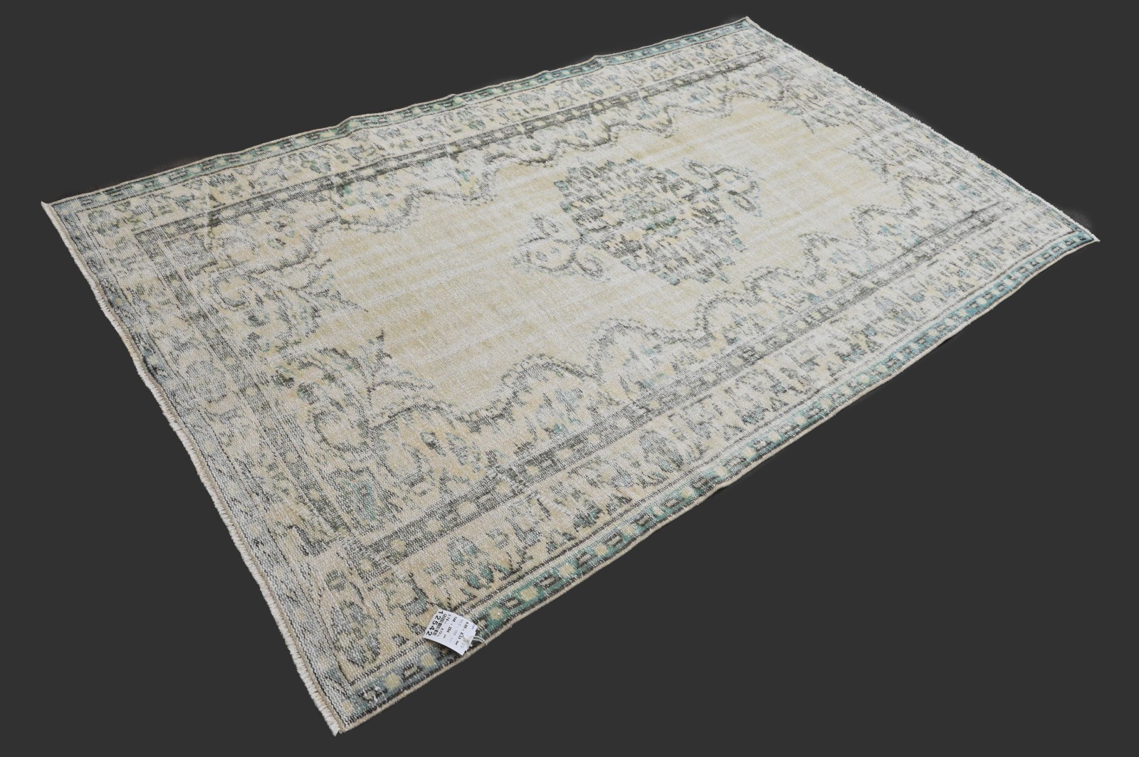 Vintage Turkish Oushak Rug, Beige 5x8ft, Handmade Wool, Bohemian Anatolian gallery
