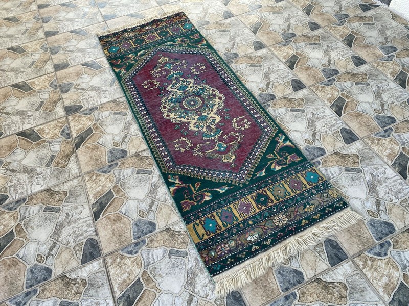 Handmade Turkish Vintage Rug | 1960s Tribal Wool Farmhouse Antique Runner Carpet gallery