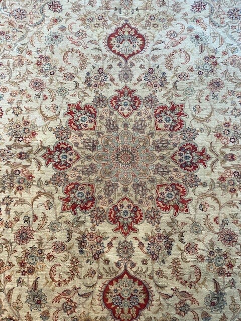 Beautiful terracotta - beige Turkish Hereke silk rug 6'3 X 4'2 gallery