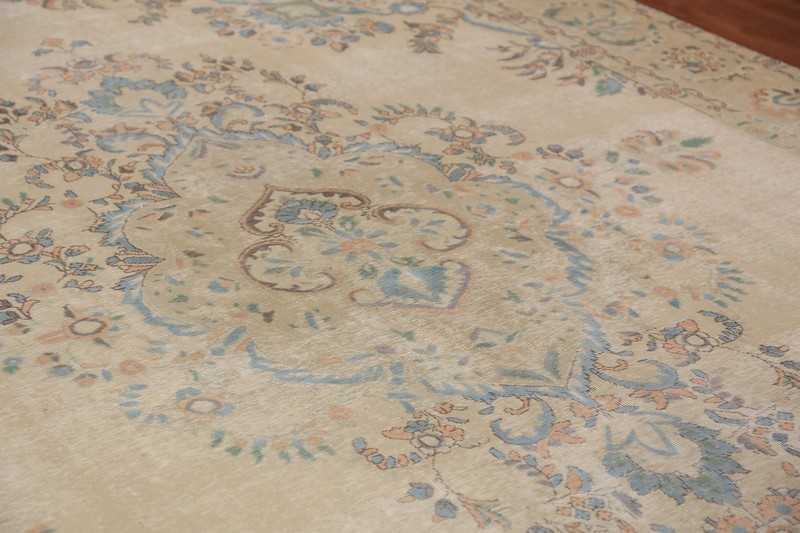 Vintage Muted Floral Wool Tebriz Area Rug 10x13 Hand-knotted Room Size Carpet gallery