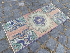 Bohemian Small Rug, Turkish Vintage Rug, Handmade Wool Rug, 1,2 x 2,5 ft