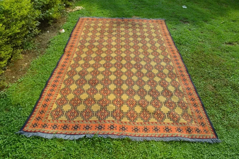 9.5 X 5.5 FT Stunning Fine Quality Geometric Herati Sumak Kilim Rug gallery