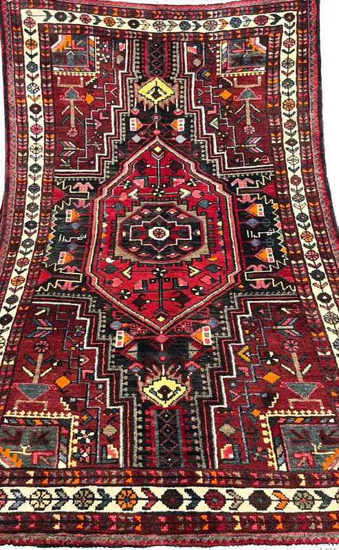Vintage Tuyserkan Tribal Wool Rug 4x6 Hand Knotted Oriental Navy Blue Geometric gallery