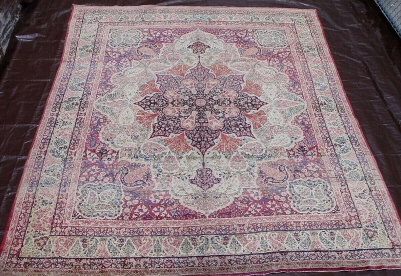 EXCELLENT ANTIQUE 1850s KERMANN HAND-KNOTTED WOOL SIGNED ORIENTAL RUG 8' x 10' gallery