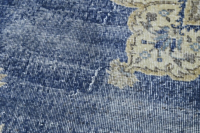 Vintage Turkish Runner Rug 2x7ft Wool Anatolian Handmade Hallway Oushak BLUE gallery
