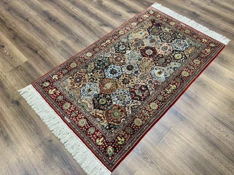 Sino Per'sian Rug 3x5 Multicolor Hand-Knotted Wool on Silk Very Fine 480 KPSI gallery
