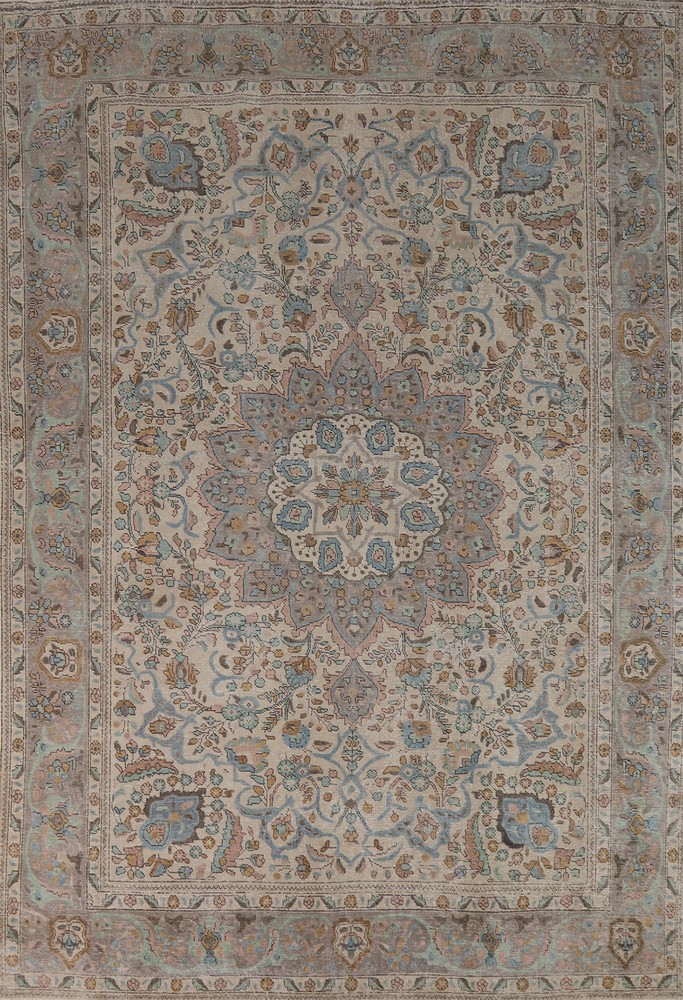 Vintage Wool Medallion Tebriz Area Rug 8x12 Traditional Hand-made Room Size Rug