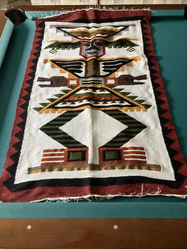 2 Vintage Native American Aztec South Western Wall Hanger Rug 28x46 Inches gallery