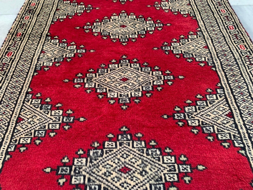 Vintage Afghan Jaldar Bokhara, Wool Area Rug, Traditional Carpet (2x3 ft.) gallery