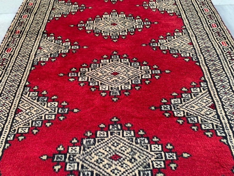 Vintage Afghan Jaldar Bokhara, Wool Area Rug, Traditional Carpet (2x3 ft.) gallery