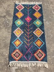 Vintage Handmade Latch Hook Moroccan Wool Multicolor Rug 57×28 inches