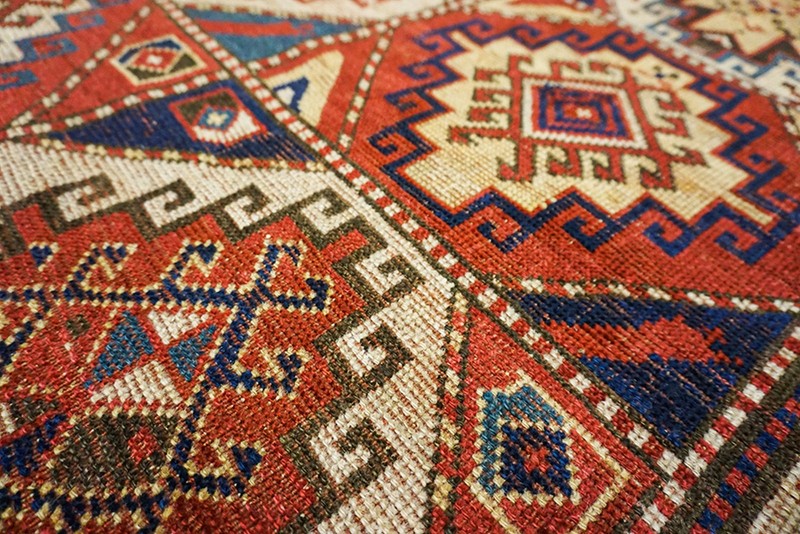 3'x6' Antique Red Late 19th Century Tribal Geometric Caucasian Moghan Carpet Rug gallery