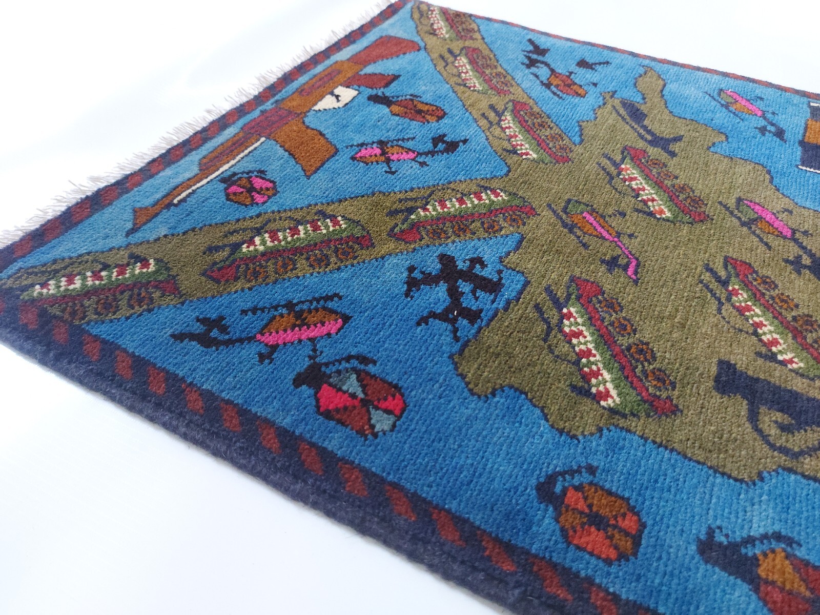 78x59 CM TRADITIONAL AFGHAN WAR RUG TRIBAL ART RUG Mini rug Handicrafts #98 gallery