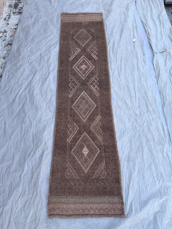 Vintage Afghan Baluchi Mishwani Runner Rug 1’10 x 7’9 ft Wool Faded Kitchen Rug gallery