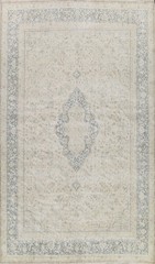 Muted Distressed Living Room Rug Ivory Wool Hand-made Classic Vintage Rug 10×13
