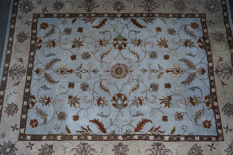 LARGE 300 X 242CM HAND WOVEN BLUE VINTAGE CIRCA 1940'S FRENCH FLORAL RG CARPET gallery