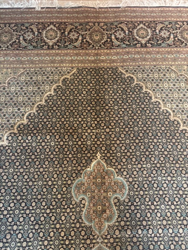 11X8. HANDMADE TAB.RIZ. RUG. CARPET . HAND MADE WOOL. AND SILK gallery
