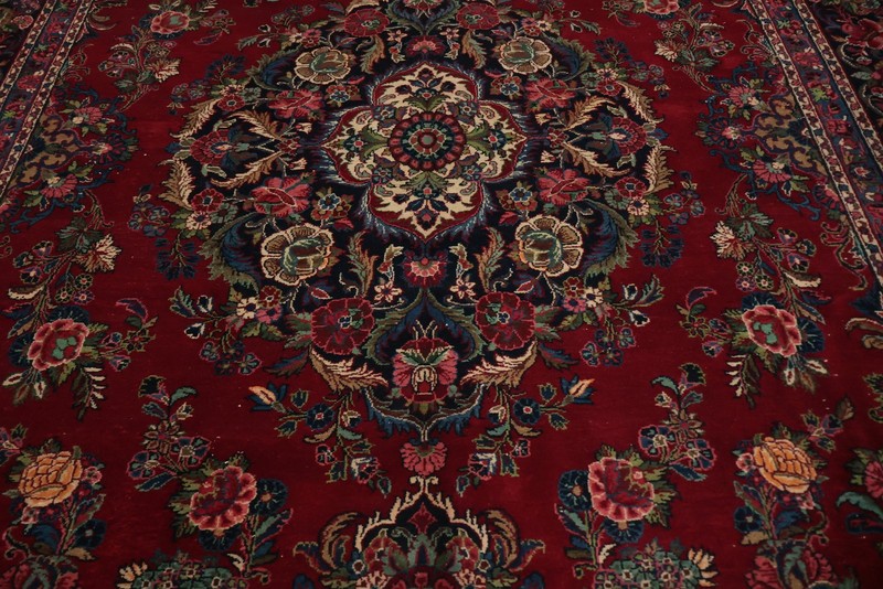 Red Traditional Large Rug 9x18 Hand-knotted Wool Vegetable Dye Vintage Carpet gallery