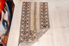 Anatolian Vintage Runner 1’6×3’9 ft Hand Knotted Green Brown Floral Wool Rug 2×6