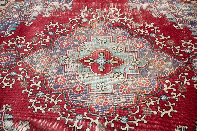 Semi-Antique Distressed Floral Oriental Wool Rug Home Decor Carpet 6’4x9’5 Ft gallery