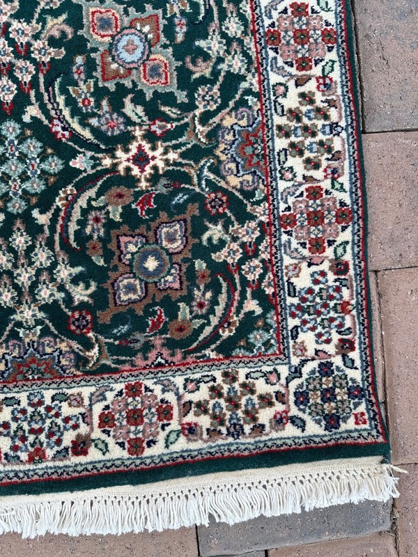 Top Quality Plush New Hunter Green Runner Handmade in India,Floral Design,3'x17' gallery