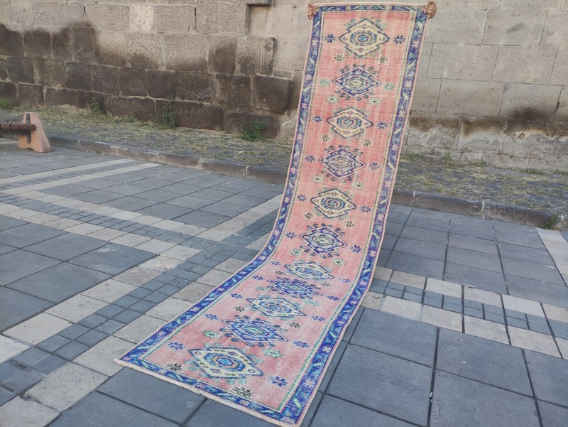 3x11 Turkish kitchen rug 2.62 x 10.73 ft Vintage Handmade 80 x 327 cm Runner Rug gallery