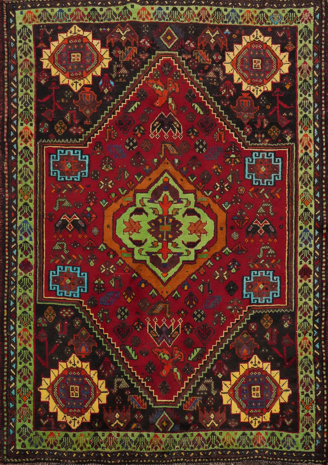 Vintage Wool Traditional Style Rug 4x6 ft Hand-knotted Geometric Nomadic Carpet gallery