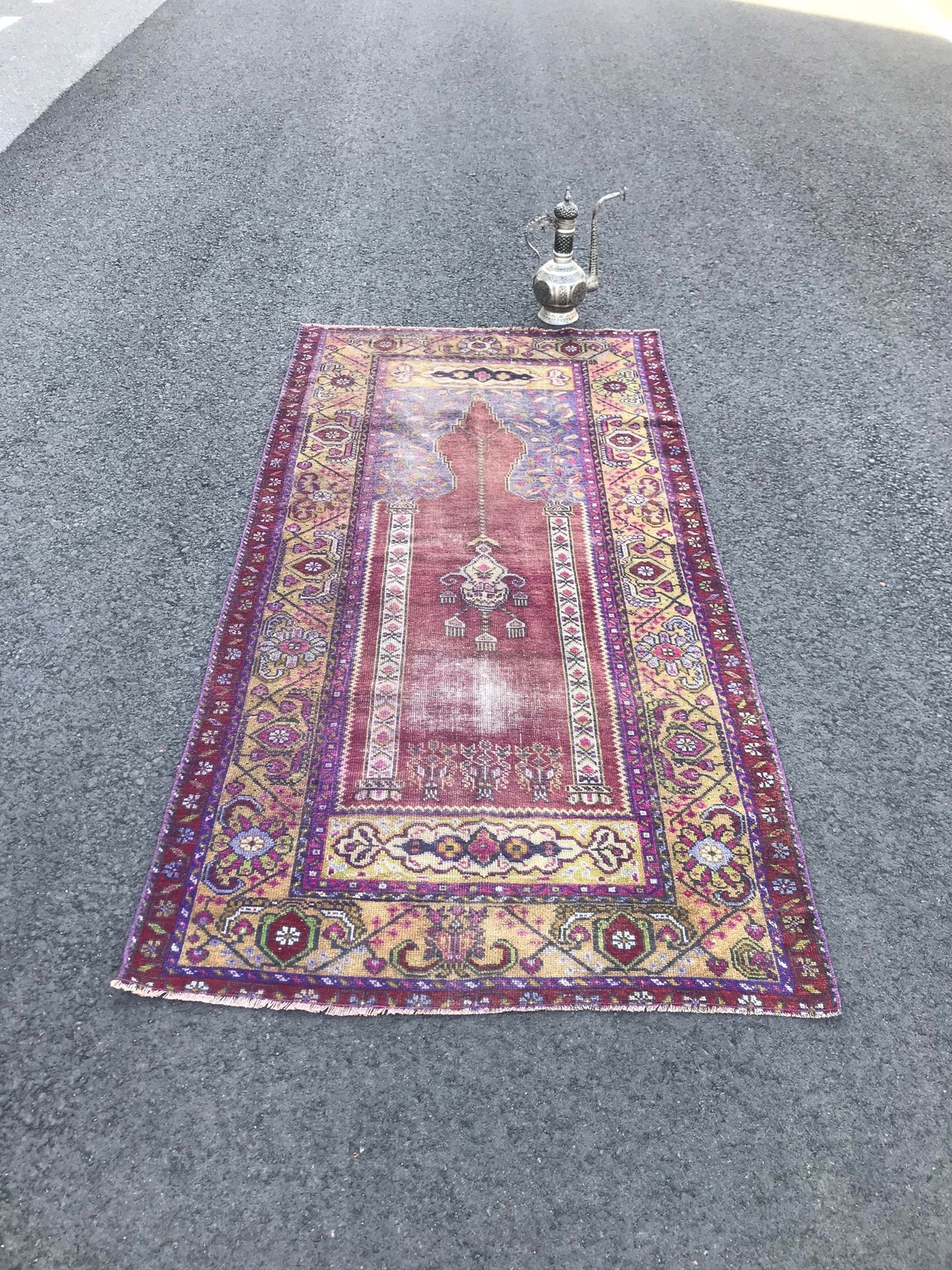 3.6x7.3 Large Vintage Purple Turkish Oushak Wool Rug gallery