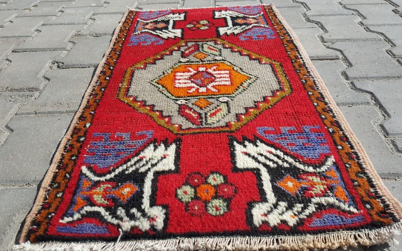 Exclsuive1'8×3"' Antique Tribal Wool Pile Cushion Cover Rug Turkey gallery