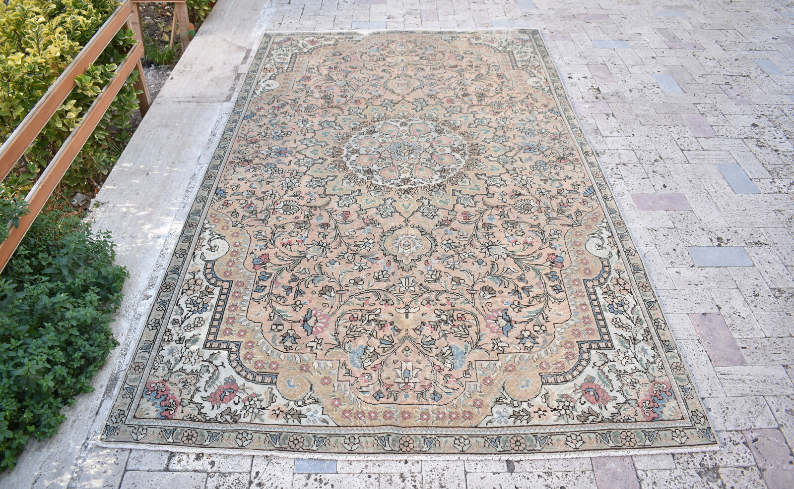 Turkish Rug 59''x102'' Vintage Light Muted Color 4x8 Rug Oushak Rug 151x260cm gallery