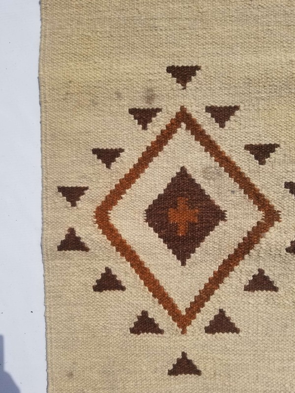 Fine Vintage Traditional Hand Made Oriental Wool Beige Brown Kilim 117x38cm gallery