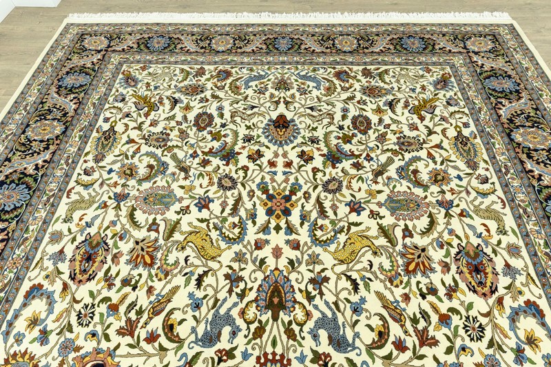 Luxury Caucasian Oriental Rug 14x19 Hand-Knotted Wool – Ivory Collector Heirloom gallery