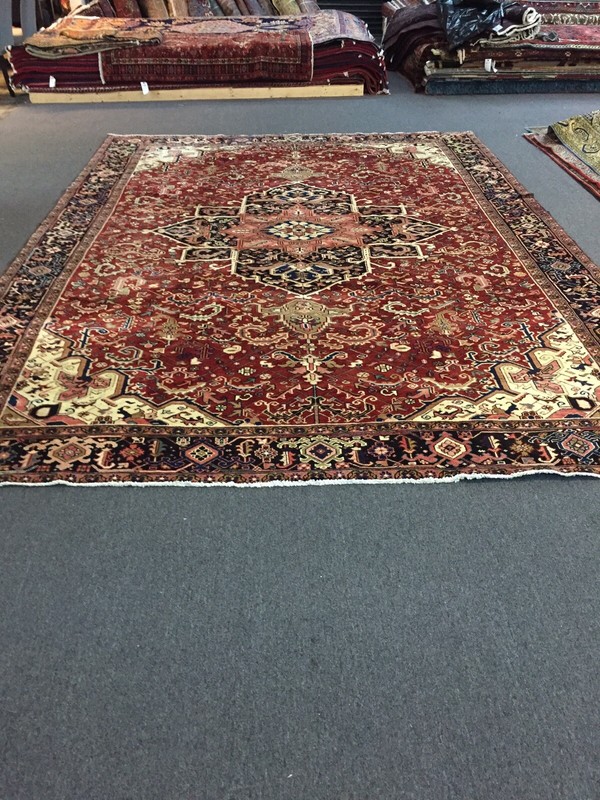 On Sale Unique Genuine Hand Knotted Vintage Herizz Area Rug Carpet 9'5x13'3,1625 gallery