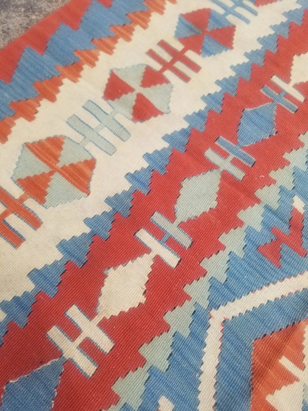 Distressed Fine Vintage Traditional Handmade Turkish Wool Kilim 5.9x3.8 ft gallery