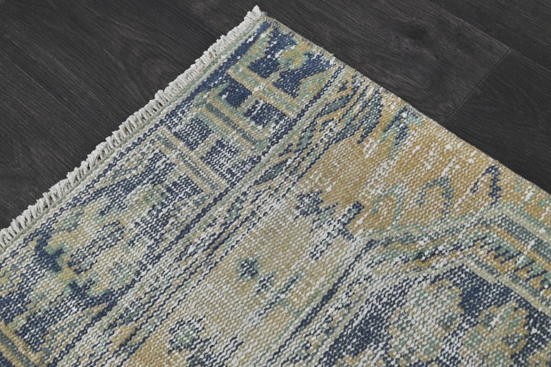 Vintage Turkish Runner Rug 2x11ft Wool Anatolian Handmade Hallway Oushak YELLOW gallery