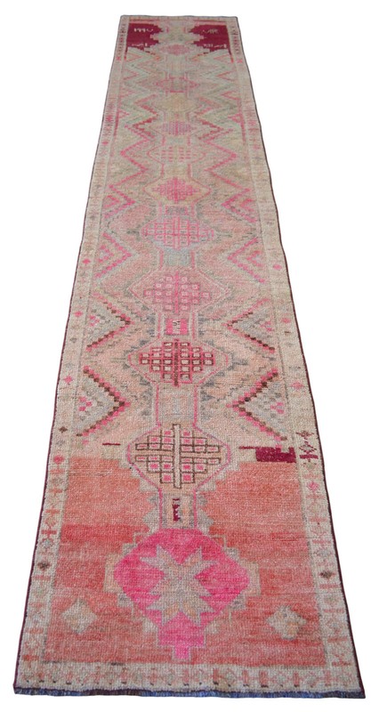3x13 ft Runner Turkish Rug HandMade Long Hallway Rug Kitchen Decor Rug 30"x152" gallery