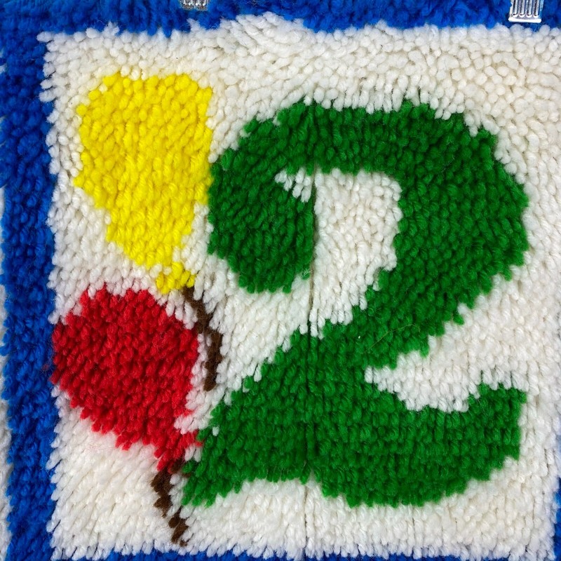 Childs Room Hand Crafted Yarn Loop Latch Hook Rug or Wall Hanging Vintage #21E gallery
