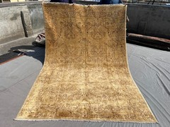 Beige Hand Knotted Terracotta Rug 6×9 Antique Afghan Turkmen Neutral Area Carpet