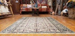 Exquisite Antique 1940-1050’s Wool Pile Natural Color Bunyan Area Rug 4’8″×6′